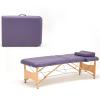 Adjustable Massage Table, Adjustable 2 Fold Salon Bed with PVC Leather, Includes Headrest and Armrests, Massage Therapy Table Beech Wood (Color : Purple) view 1