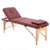 Adjustable Massage Table, Professional Massage Table Foldable Massage Bed 3 Fold with High Density Sponge, Robust Beechwood Legs, with Waterproof Leather (Color : Red Wine, Size : 186 * 70cm) view 1