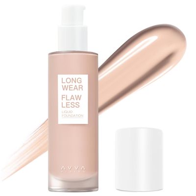 AVVA VISION Longwear Flawless Liquid Foundation Full Coverage Matte Lightweight Poreless Natural True Skin Tone, Fair Ivory, 1 fl. oz.