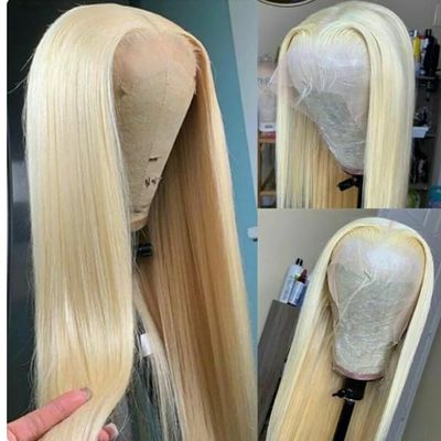 13x4 Hd Lace Frontal Wig, Preplucked, Bleached Knots, Undectectable Lace (Straight) (26 Inch, 13x4 Lace, Blonde (613))