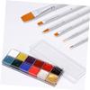 Beaupretty Vibrant 12 Grids Body Paint Palette with Brush Set Party Fancy Make Oil Painting for Adults Non-shedding Makeup view 2