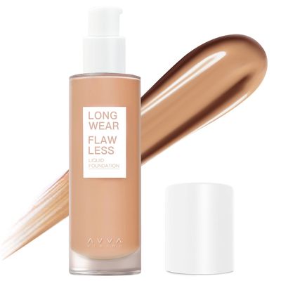 AVVA VISION Longwear Flawless Liquid Foundation Full Coverage Matte Lightweight Poreless Natural True Skin Tone, Brown Sugar, 1 fl. oz.