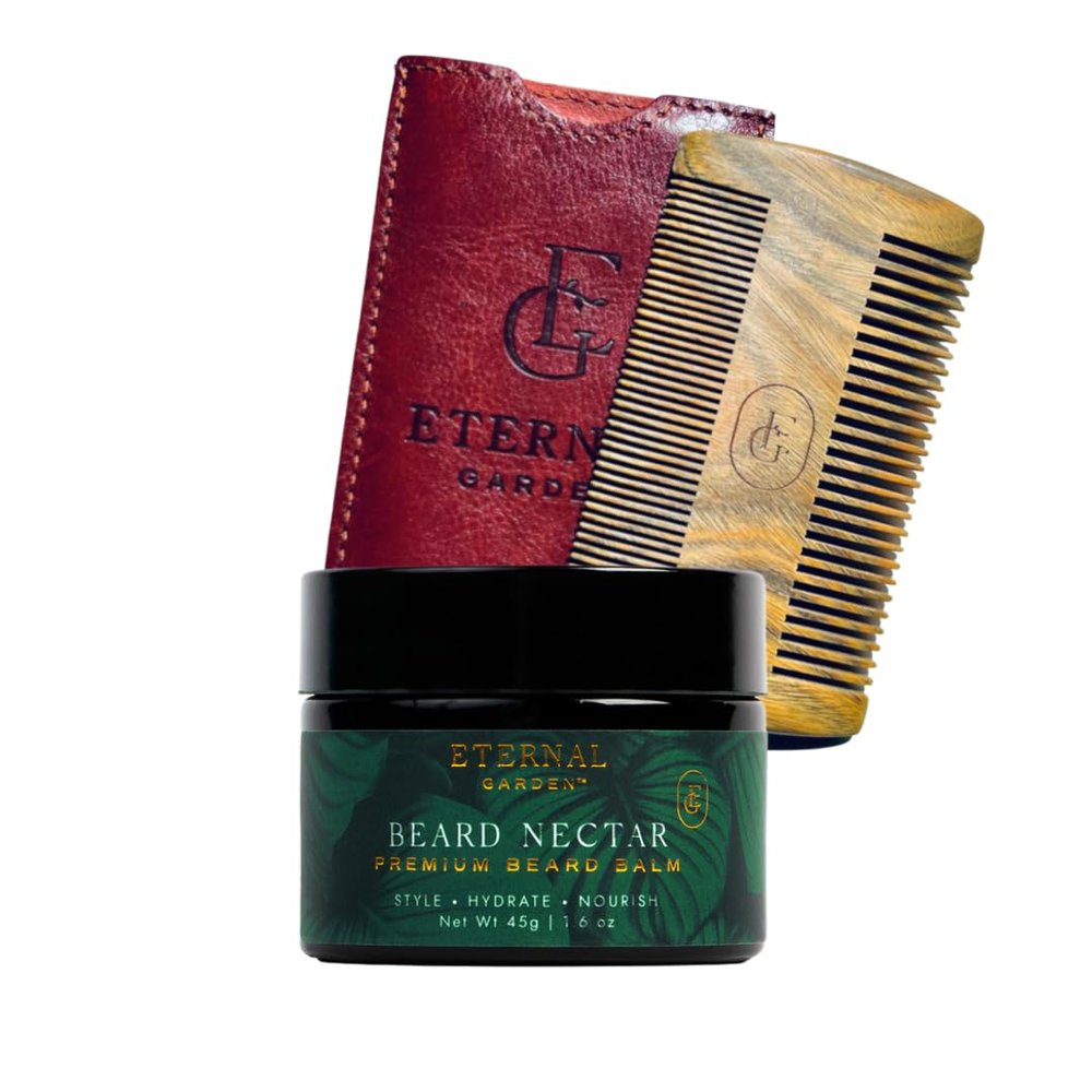 Eternal Garden Beard Care Kit - Beard Nectar and Beard Comb - MADE IN CALIFORNIA - 100% NATURAL INGREDIENTS