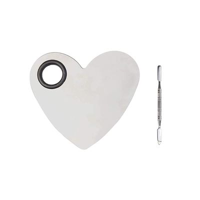 1PC Stainless Steel Heart-Shaped Nail Art Display Cosmetic Makeup Palette Spatula Tool for Nail Art Eye Shadow Eyelash Beauty Accessories