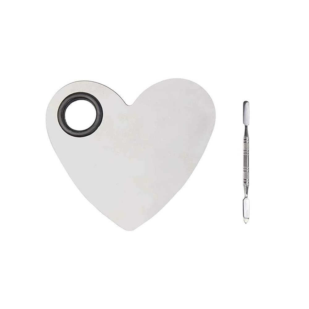 1PC Stainless Steel Heart-Shaped Nail Art Display Cosmetic Makeup Palette Spatula Tool for Nail Art Eye Shadow Eyelash Beauty Accessories