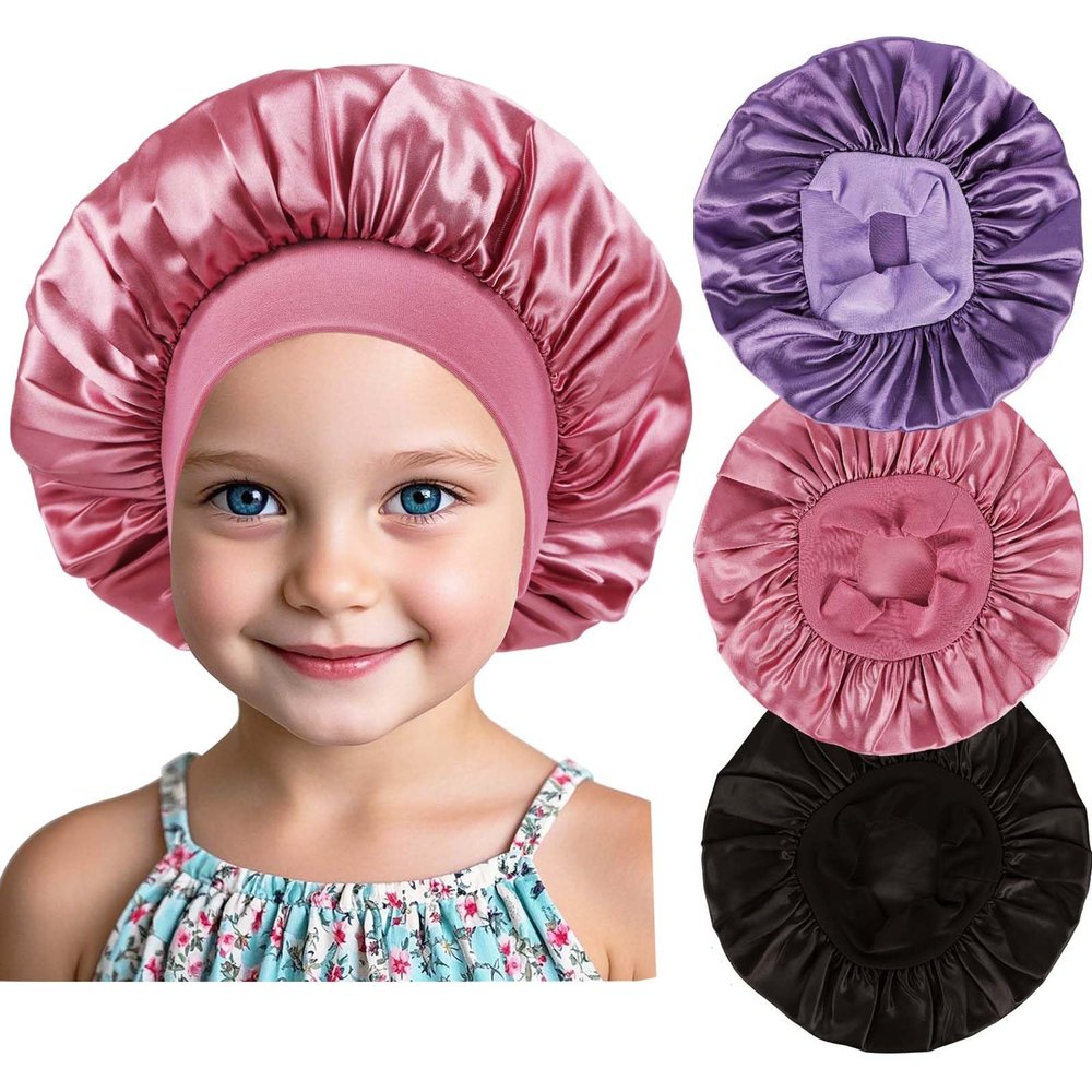 3 PCS Kids Bonnets for Girls,Silk Bonnet for Kid Toddlers Sleeping,Small Sleep Cap for Boys