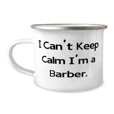 Artist Unknown Appreciation Barber 12oz Camper Mug, I Can't Keep Calm I'm a Barber, Perfect For Coworkers From Boss, Barber tools, Barber supplies, Barber kits, Barber products