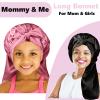 2 Pcs Long Kids Bonnets for Girls,Silky Satin Bonnet for Sleeping Kid, Bonnet for Kids' Braids,Long Hair view 2