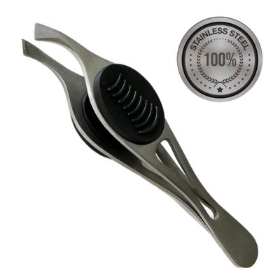 1 ALAZCO Professional Comfort Hold Soft Grip Non-Slip Stainless Steel Slanted Tip Eyebrow Tweezers Facial Hair Removal Ingrown Brows Slant Tweezer Women Men