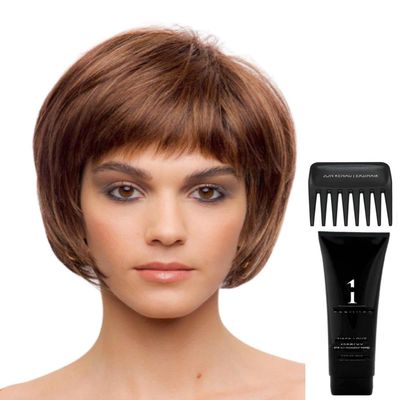 Bundle - 4 Items: Nell Wig by Rene of Paris, Christy's Wigs Q & A Booklet, Synthetic Shampoo & Wide Tooth Comb - Color: Shaded Amber