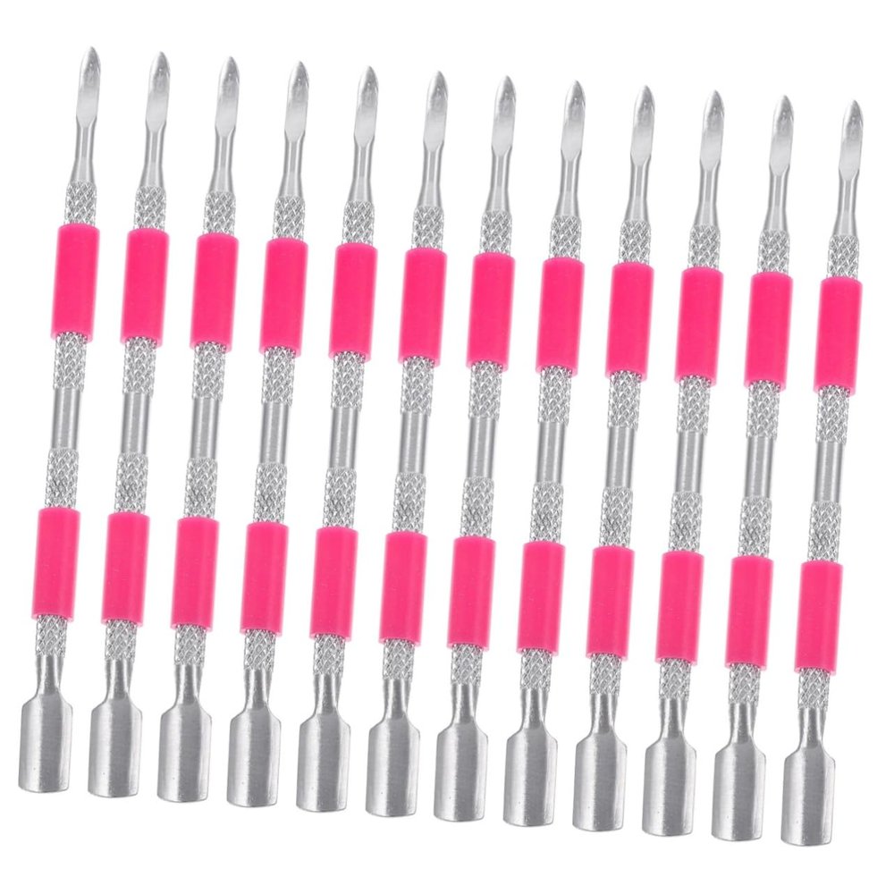 12 Pcs Double-headed Steel Push Cuticle Pusher for Nail Stainless Steel Cuticle Pusher Nail Cleaner Tool Pedicure Tools Cuticle Cleaning Pusher Cuticle Trimmer