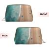 Aerial View of The Beach Leather Portable Large Makeup Bag, PVC Leather, Zipper Closure,Toiletry Bag Travel Bag, Travel Storage Bag, White, One Size view 2