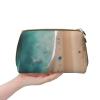 Aerial View of The Beach Leather Portable Large Makeup Bag, PVC Leather, Zipper Closure,Toiletry Bag Travel Bag, Travel Storage Bag, White, One Size view 3