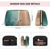 Aerial View of The Beach Leather Portable Large Makeup Bag, PVC Leather, Zipper Closure,Toiletry Bag Travel Bag, Travel Storage Bag, White, One Size view 4