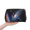 A Fascinating Universe Leather Portable Large Makeup Bag, PVC Leather, Zipper Closure,Toiletry Bag Travel Bag, Travel Storage Bag, White, One Size view 3