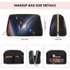 A Fascinating Universe Leather Portable Large Makeup Bag, PVC Leather, Zipper Closure,Toiletry Bag Travel Bag, Travel Storage Bag, White, One Size view 4