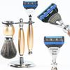 FREED Customized gifts Engraving Luxury Men's 5-Blade Razor set, Aluminum Alloy Material incloud 4 Blades,razor stand,razor brush,It's the best gift for men (Gold) view 1
