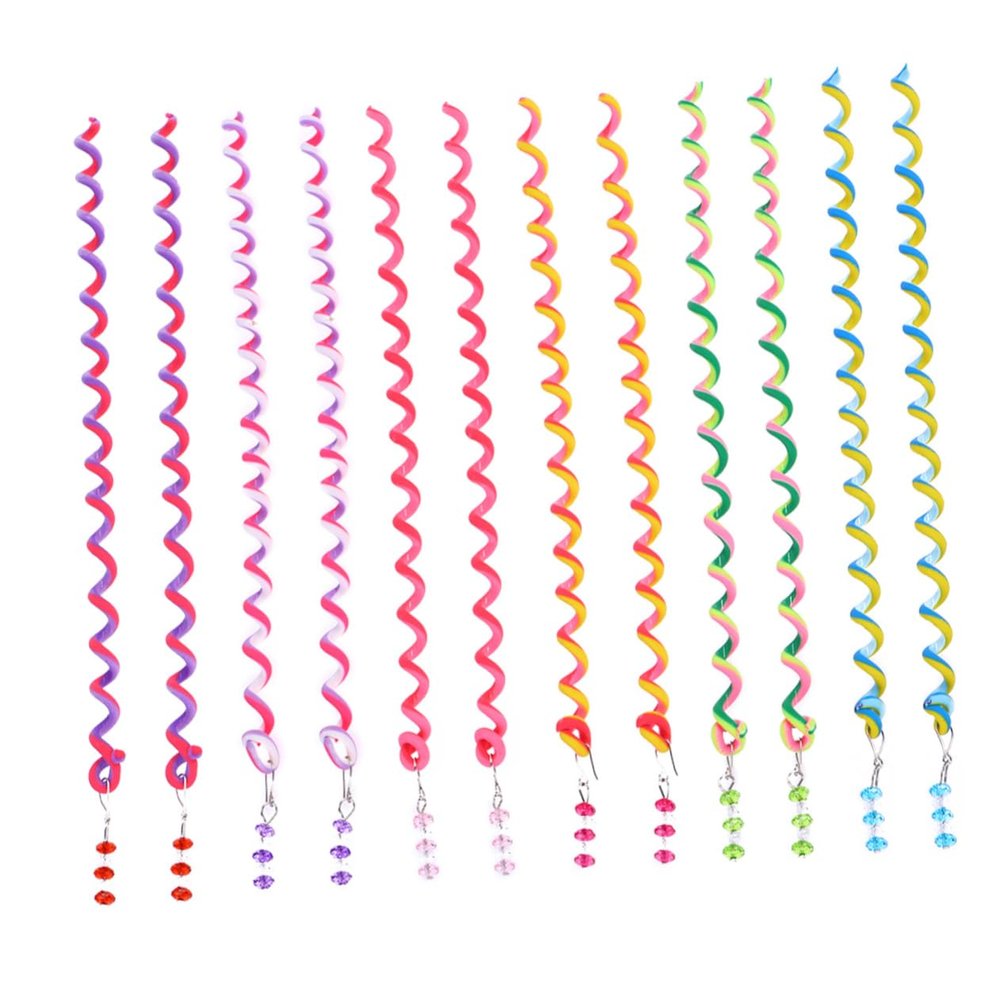12Pcs Rainbow Hair Braider Clips for Girls, Polymer Clay Soft Curl Rollers
