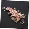 Beatifufu Metal Leaf Flower Beads Rhinestone Inlaid Bridal Hair Comb Wedding Side Comb Accessory Elegant and Simple Design Ideal for Parties and Events view 3