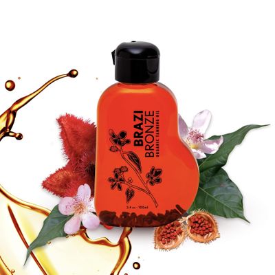 Brazi Bronze Dark Tanning Oil - Cruelty-Free, Organic, Natural, Almond Oil, Vitamin E, Gluten Free, Vegan, Travel Size (3 Ounces) No SPF