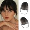 YBYMCAI Clip In Bangs-Real Human Hair Bangs Brown Black Clip On Bangs Hair Extensions Fake Bangs Human Hair Wispy Bangs Hair Clip Fringe With Temples Hairpieces Curved Bangs For Daily Wear view 1