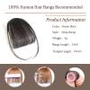 YBYMCAI Clip In Bangs-Real Human Hair Bangs Brown Black Clip On Bangs Hair Extensions Fake Bangs Human Hair Wispy Bangs Hair Clip Fringe With Temples Hairpieces Curved Bangs For Daily Wear view 2