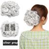 Messy Hair Bun Synthetic Combs Messy Bun Hair Piece Wave Curly Dish Hair Bun Extension Thick Curly Chignon Hairpiece Clip in Scrunchies Ponytail Extension for Women Bun Hair Piece for Women(Silver gre view 2