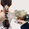 Colorful Telephone Wire Hair Bands, Bowknot/Flower Braided Spiral Phone Cord Ponytail Holders Hair Ties (4pcs 04) view 1