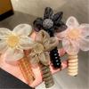 Colorful Telephone Wire Hair Bands, Bowknot/Flower Braided Spiral Phone Cord Ponytail Holders Hair Ties (4pcs 04) view 2