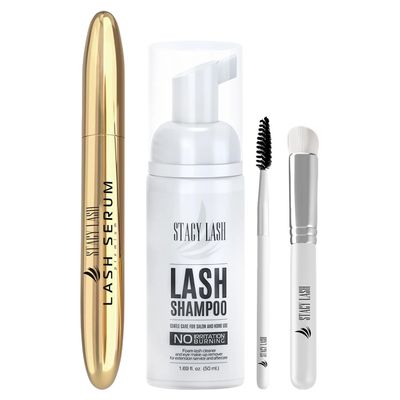 STACY LASH Eyelash Extension Shampoo 1.69 fl.oz Serum 5ml / Eyelid Foaming Cleanser/Supplies for Lashes Growth & Thickness/With Biotin/Enhancing Natural Eyelashes/Professional & Self Use