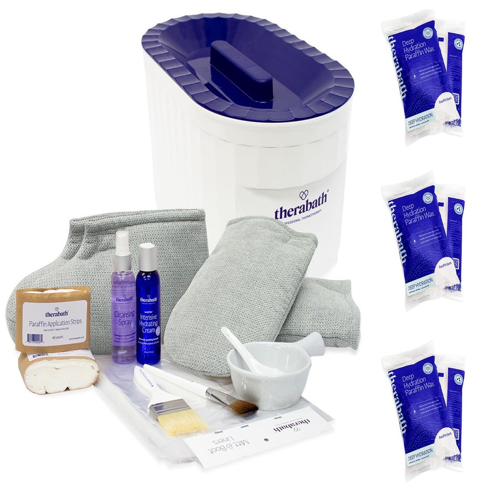 Therabath Professional Paraffin Wax Bath Super Combo Accessory Kit + Hand and Foot Pro ComforKit TB6 by WR Medical - 6lbs Eucalyptus Rosemary Mint