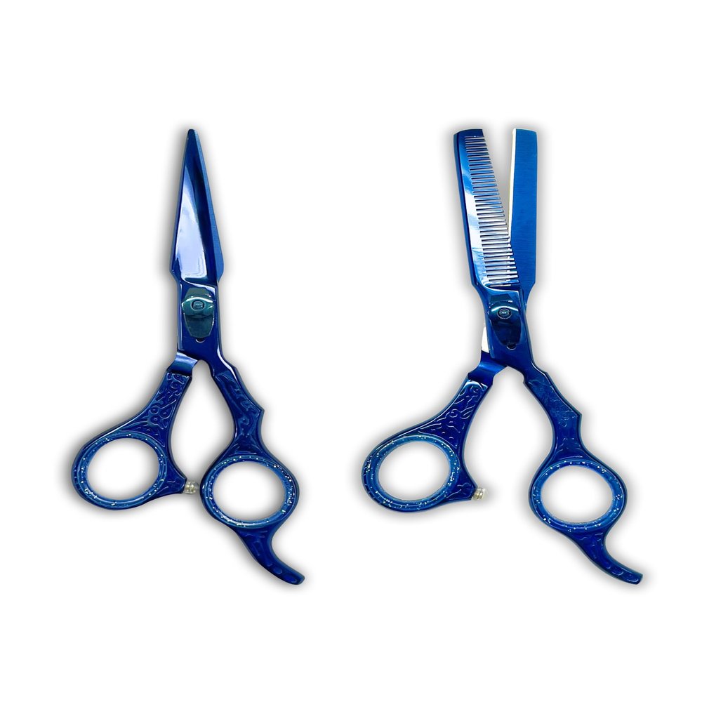2 Pcs Professional Hair Cutting Scissor Set, 5.5" Inch Thinning Shear and 6.5" Premium Grooming Scissor