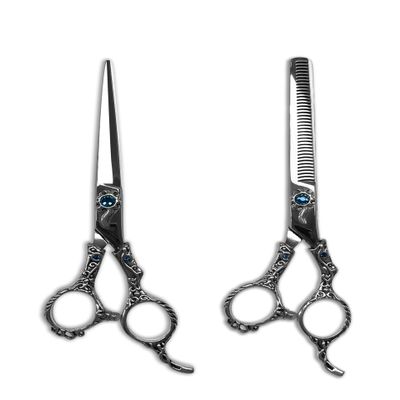 2 Pcs Professional Hair Cutting Scissors with Fancy Fitting Marble Stone and Screw in J2. 6" Inches