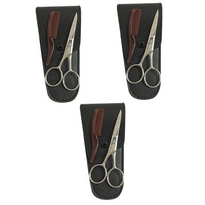 Beavorty 3sets Stainless Steel Eyebrow Trimmer Kit Brow Shaping Scissors for Men Mustache and Beard Trimming Barber Shop Home Use Professional Grooming Tool