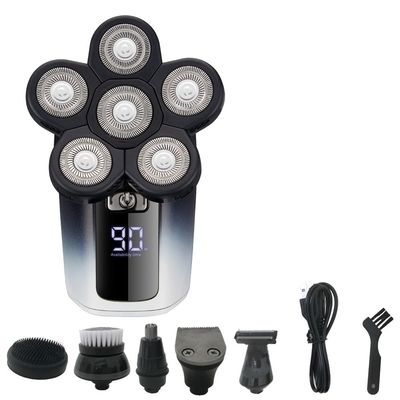 Head Shavers for Bald Men, 6 In 1 Rechargeable Electric Shaver 6 Floating Heads Bald Electric Shaver Grooming Kit Shaver For Men