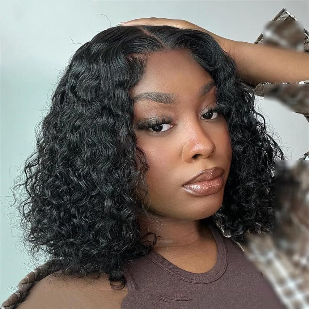 Glueless Wig Water Wave Wigs Human Hair Bob Wig Lace Front Human Hair Wigs Pre Plucked Closure Wig