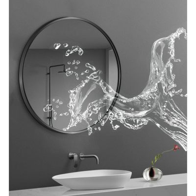 Round Bathroom Mirror, Wall Mirror, Explosion-Proof Round Mirror, Wall Decorative Mirror(Black,40cm/15.7in)