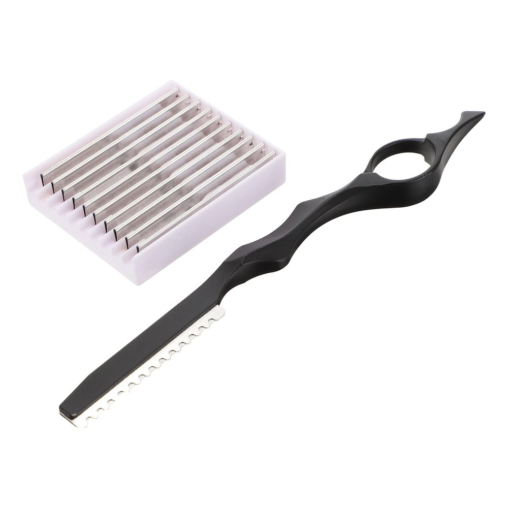Beavorty 1set Hair Thinning Razor Tool Replacement Blades for Hair Styling Professional Manual Cutting Scissors for Trimming and Texturizing Includes Extra Razor Blades