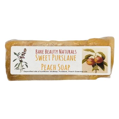 100% Natural Sweet purslane Peach Soap // Free Exfoliating Soap bag (Super chunky cut 7-8.9 oz, Sm Lo-Exfol Muslin)