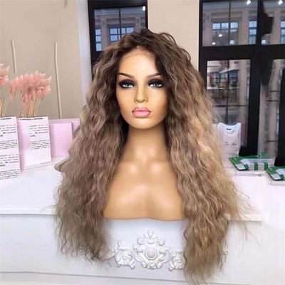 13X4 Ash Blonde Curly Human Hair Wig Ombre Brown 13X6 Lace Front Wig Side Part Lace Front Human Hair Wigs For Women 4x4 Closure Wig 150 18inches