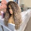 13X4 Ash Blonde Curly Human Hair Wig Ombre Brown 13X6 Lace Front Wig Side Part Lace Front Human Hair Wigs For Women 4x4 Closure Wig 150 18inches view 4