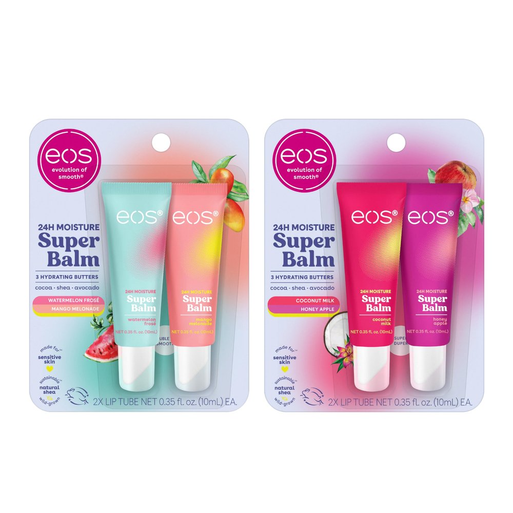 Bundle of eos 24H Moisture Super Balm- Coconut Milk & Honey Apple + Watermelon Fros & Mango Melonade