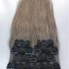 100% Indian Remy Human Hair Weft Clip in Hair Extensions Straight, natural Grey salt and pepper human hair (26 Inches) view 2