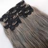 100% Indian Remy Human Hair Weft Clip in Hair Extensions Straight, natural Grey salt and pepper human hair (26 Inches) view 4
