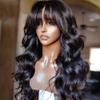 13X4 Lace Front Human Hair Wigs With Bangs 30 Inch Long Body Wave Wig Brazilian Hd Lace Frontal Human Hair Wig Full Machine Wig 150 10inches view 1
