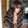 13X4 Lace Front Human Hair Wigs With Bangs 30 Inch Long Body Wave Wig Brazilian Hd Lace Frontal Human Hair Wig Full Machine Wig 150 10inches view 2