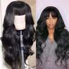 13X4 Lace Front Human Hair Wigs With Bangs 30 Inch Long Body Wave Wig Brazilian Hd Lace Frontal Human Hair Wig Full Machine Wig 150 10inches view 3