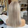 13X4 Ash Blonde Highlight Wig Brazilian Virgin Short Bob Wigs 13X6 Hd Lace Frontal Straight Human Hair Wig For Women 13x6 Frontal Wig 12inches#150 Density view 2
