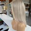 13X4 Ash Blonde Highlight Wig Brazilian Virgin Short Bob Wigs 13X6 Hd Lace Frontal Straight Human Hair Wig For Women 13x6 Frontal Wig 12inches#150 Density view 3
