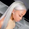 13X4 Silver Gray Human Hair Wig 13X6 Colored Straight Lace Front Wig 30 Inch Long Human Hair Wigs For Women 13x4 Frontal Wig 150 16inches view 3
